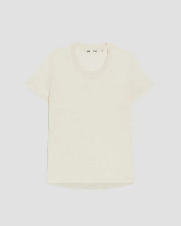 Comptoir des Cotonniers Amandine - T-Shirt Col Rond En Lin Tender Yellow>Femelles T-Shirts / Débardeurs