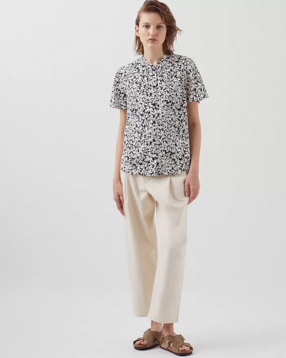 Comptoir des Cotonniers Blouse Fluide Manches Courtes Petal Blue>Femelles Tops / Blouses / Chemises