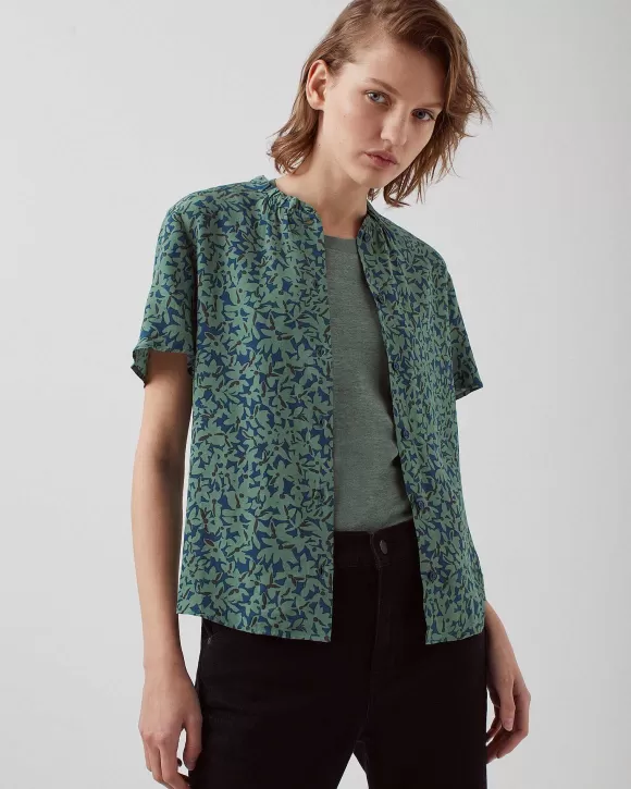 Comptoir des Cotonniers Blouse Fluide Manches Courtes Petal Majolica>Femelles Tops / Blouses / Chemises