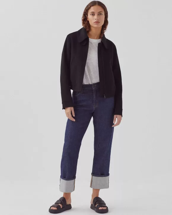 Comptoir des Cotonniers Blouson Court Double Face En Laine M Lang E Black>Femelles Vestes / Manteaux