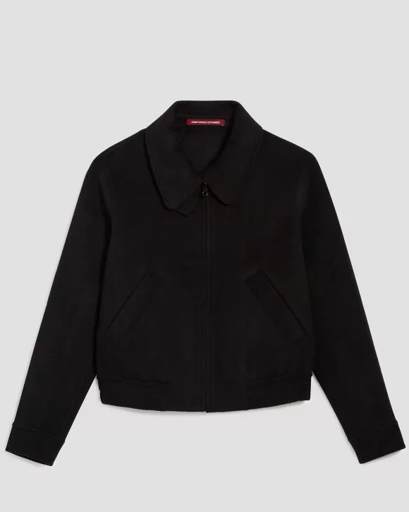 Comptoir des Cotonniers Blouson Court Double Face En Laine M Lang E Black>Femelles Vestes / Manteaux