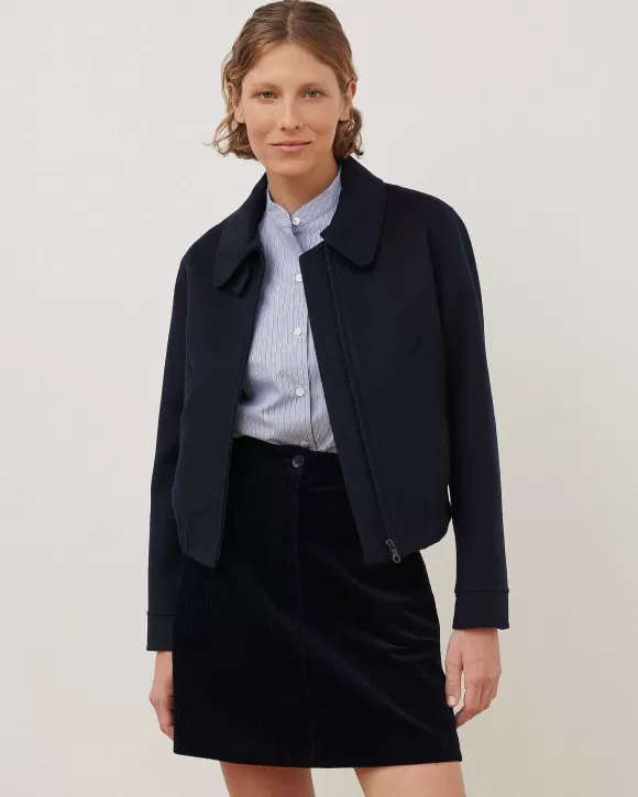 Comptoir des Cotonniers Blouson Court En Laine M Lang E Navy>Femelles Vestes / Manteaux