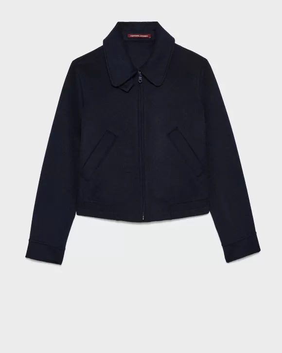 Comptoir des Cotonniers Blouson Court En Laine M Lang E Navy>Femelles Vestes / Manteaux