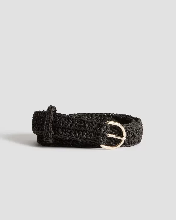 Comptoir des Cotonniers Ceinture Fine Tress E En Raphia Black>Femelles Accessoires