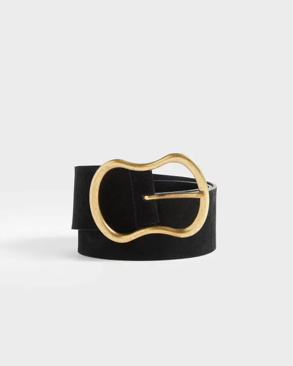 Comptoir des Cotonniers Ceinture Large En Cuir Su D Black>Femelles Accessoires