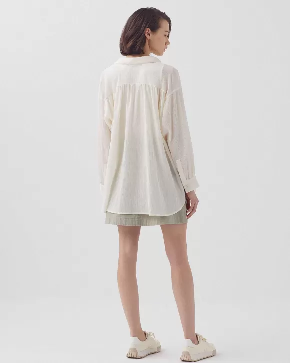 Comptoir des Cotonniers Chemise En Coton Froiss White Swan>Femelles Tops / Blouses / Chemises