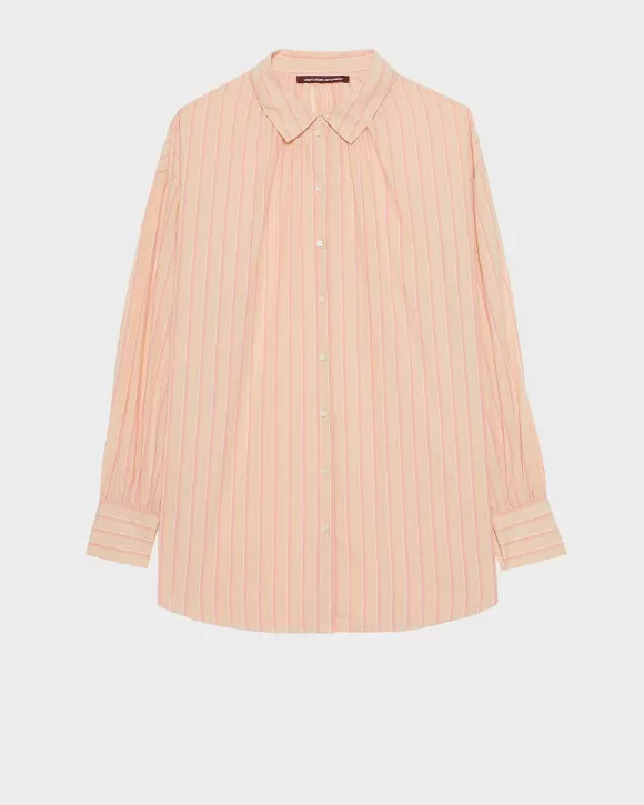 Comptoir des Cotonniers Chemise Tunique En Coton Apricot Stripe>Femelles Tops / Blouses / Chemises