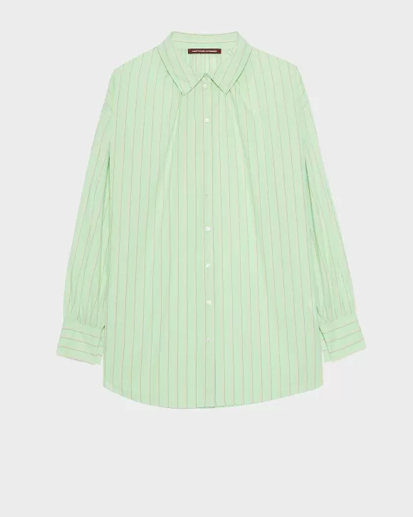 Comptoir des Cotonniers Chemise Tunique En Coton Green Stripe>Femelles Tops / Blouses / Chemises