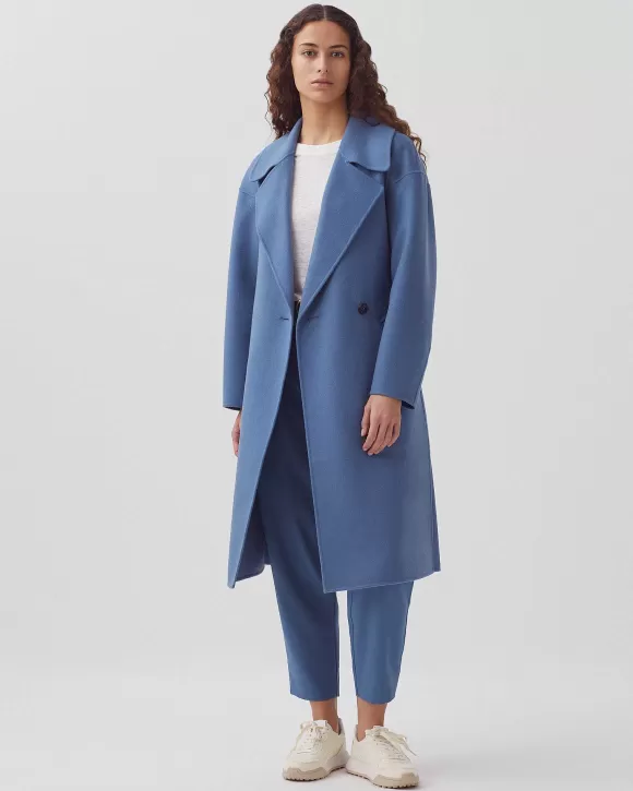 Comptoir des Cotonniers Manteau Double Face Laine Et Cachemire Lt Blue Infinity>Femelles Vestes / Manteaux