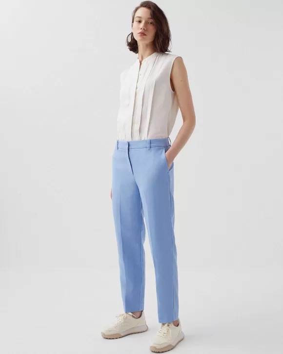 Comptoir des Cotonniers Marguerite - Pantalon Cigarette En Lin Bel Air Blue>Femelles Pantalons