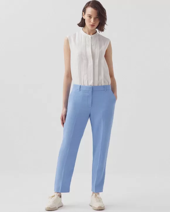 Comptoir des Cotonniers Marguerite - Pantalon Cigarette En Lin Bel Air Blue>Femelles Pantalons