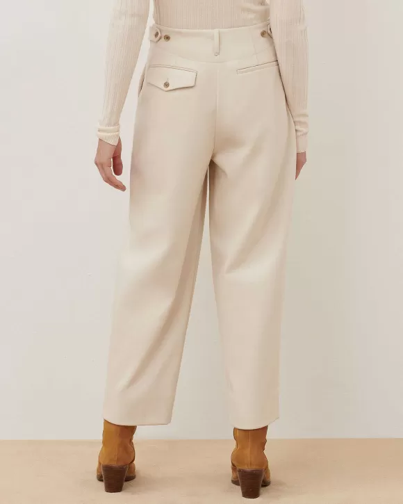 Comptoir des Cotonniers Peggy - Pantalon Carrot En Laine M Lang E Off White>Femelles Pantalons