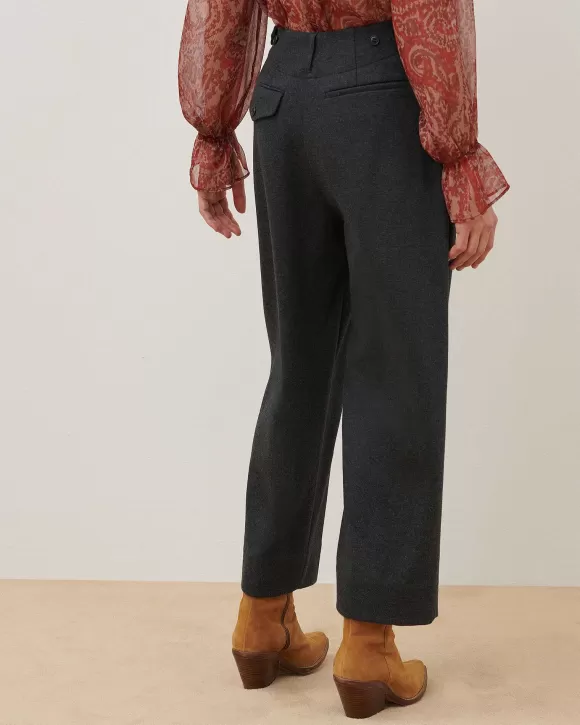 Comptoir des Cotonniers Peggy - Pantalon Carrot En Laine M Lang E Solid Dark Grey>Femelles Pantalons