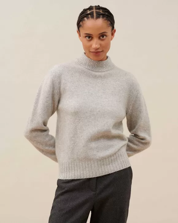 Comptoir des Cotonniers Pull Col Montant En Cachemire Light Grey Knit>Femelles Maille