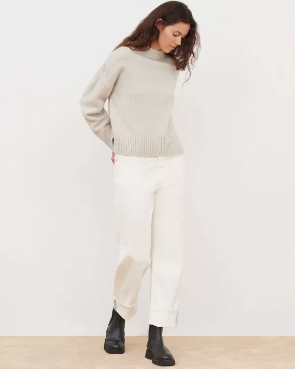 Comptoir des Cotonniers Pull Col Montant En Laine M Rinos White Knit>Femelles Maille