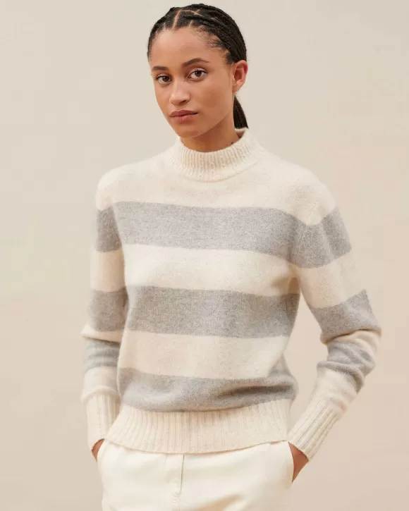 Comptoir des Cotonniers Pull En Cachemire Lt Grey Stripes>Femelles Maille