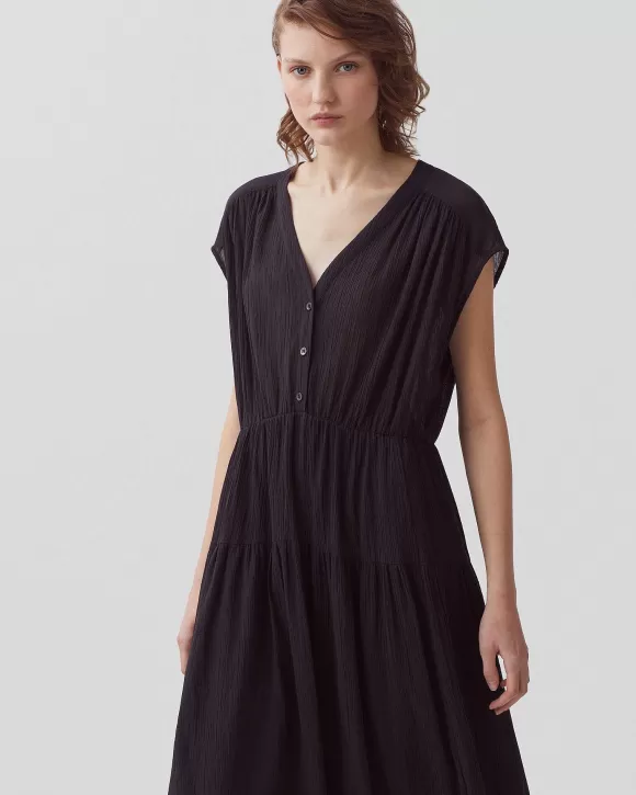 Comptoir des Cotonniers Robe Longue En Coton Froiss Black Beauty>Femelles Robes / Combinaisons