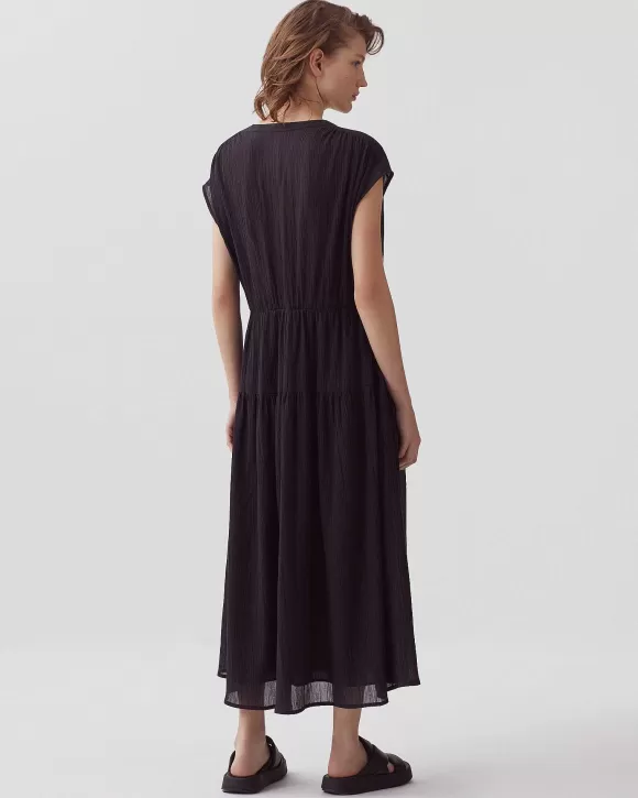 Comptoir des Cotonniers Robe Longue En Coton Froiss Black Beauty>Femelles Robes / Combinaisons