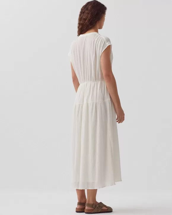 Comptoir des Cotonniers Robe Longue En Coton Froiss White Swan>Femelles Robes / Combinaisons