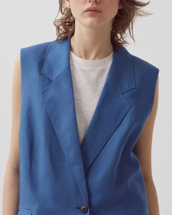 Comptoir des Cotonniers Veste De Costume Sans Manches Moonlight Blue>Femelles Nos Ensembles