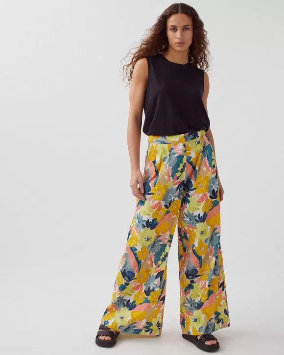 Comptoir des Cotonniers Yvonne - Pantalon Ample En Coton Palmeraie Yellow>Femelles Pantalons